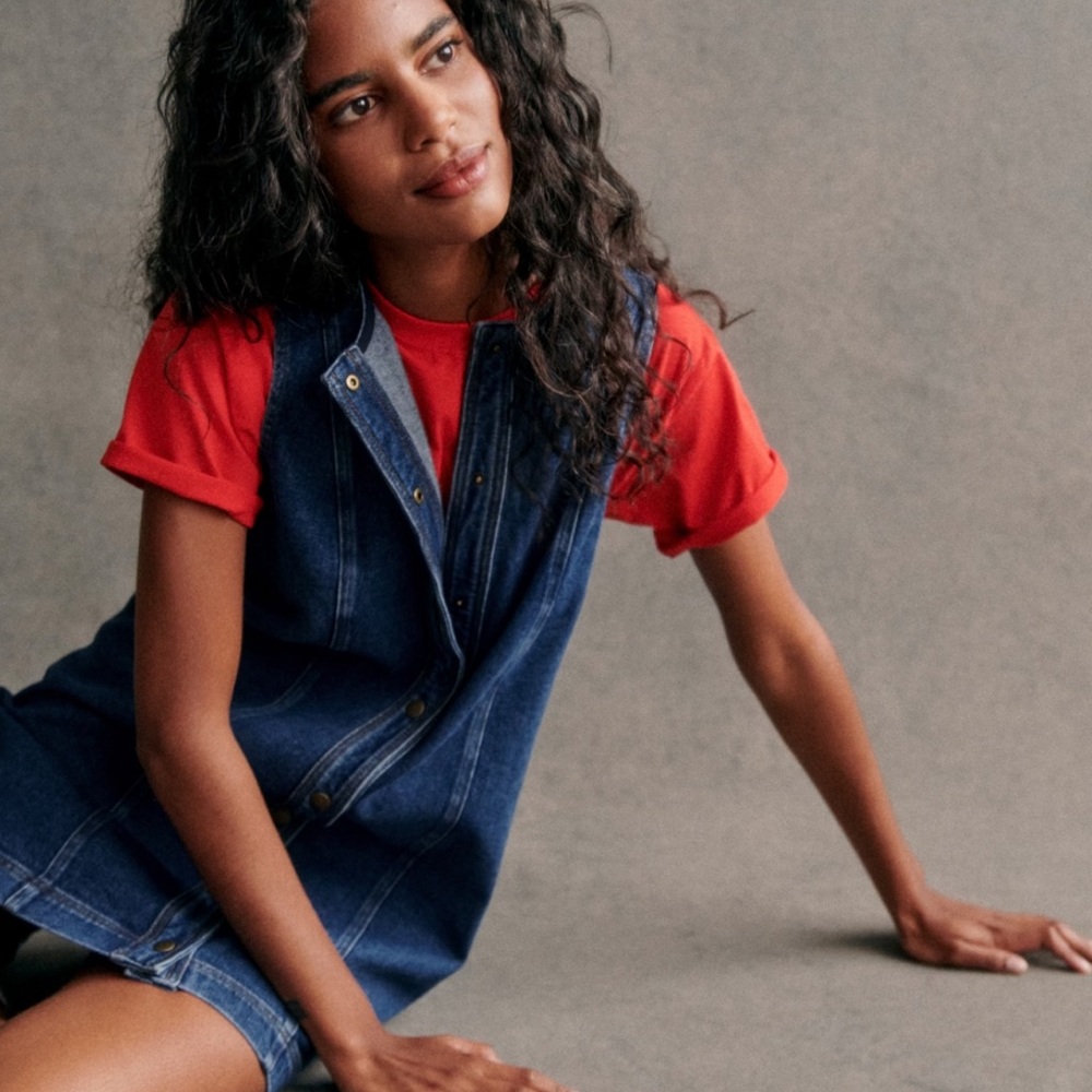 Sezane Leonie Dress Denim Blue - Size 14